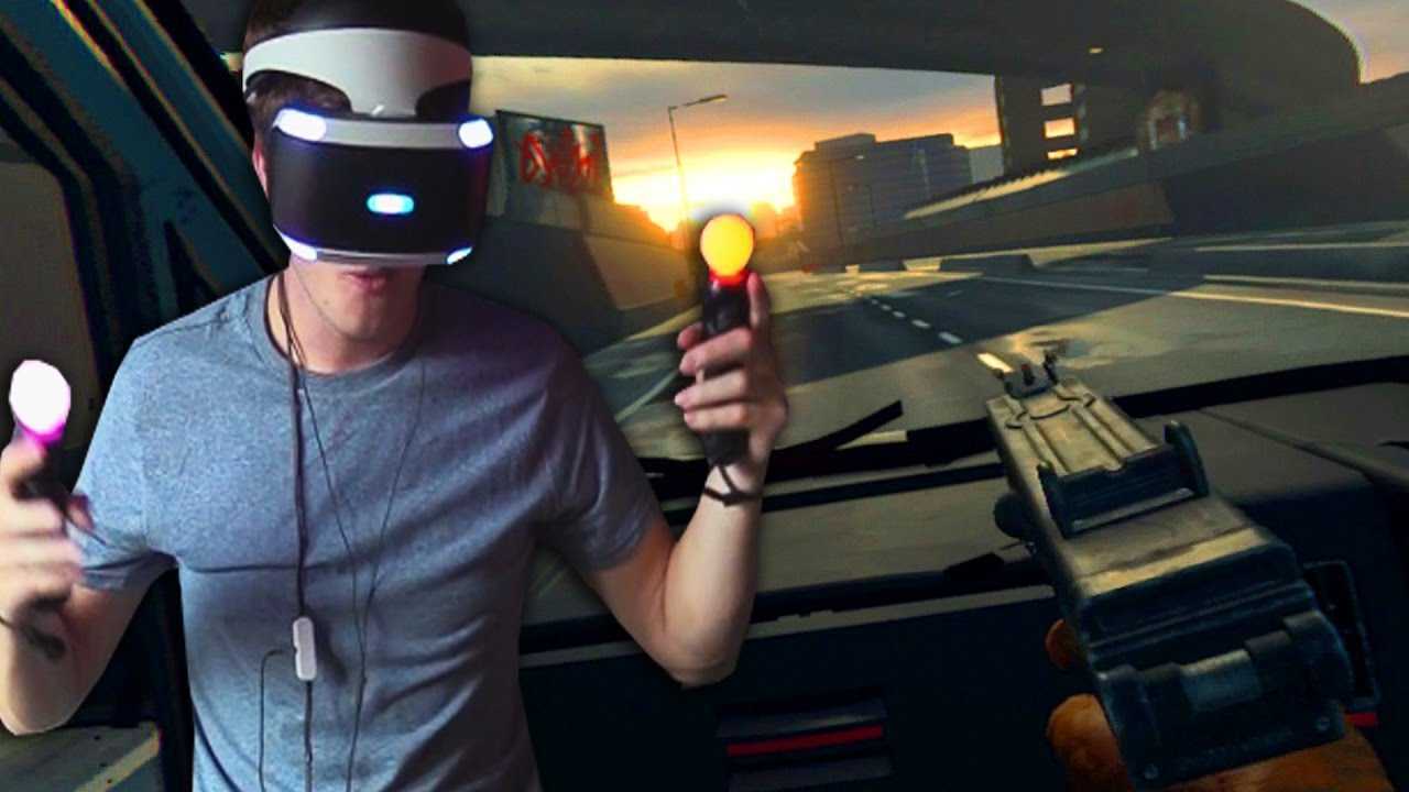 Игры виртуальной реальности с джойстиком на андроид. Игры PS VR VR World. VR ps4 Гоник. VR Worlds London Heist. Шлем плейстейшен VR.
